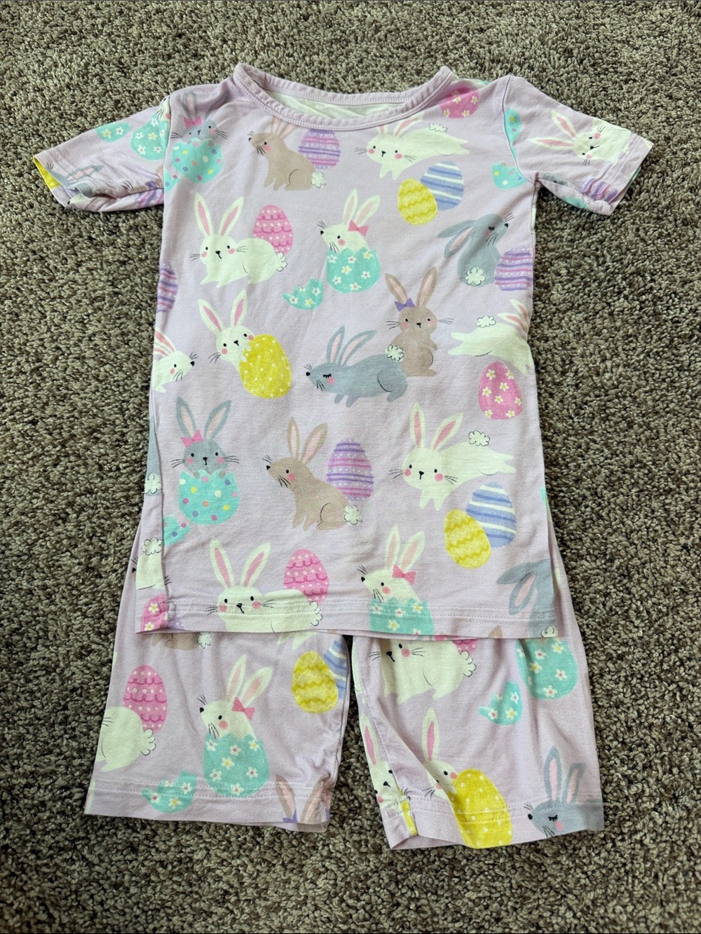 Little Sleepies Pastel Bunny & Egg Short Pajama Set - Lilac, Yellow, Mint, Pink